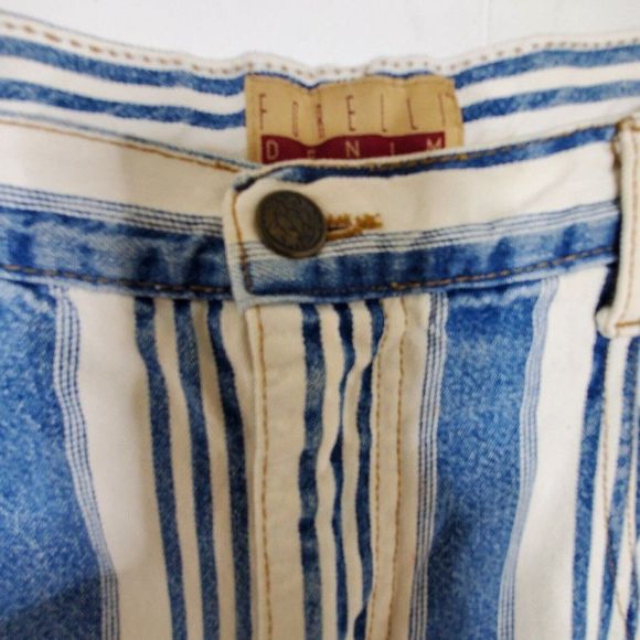 Vintage Striped Shorts 16 Womens Denim Forelli USA Mom Jorts Cotton 90s Wide Bag - Picture 3 of 13